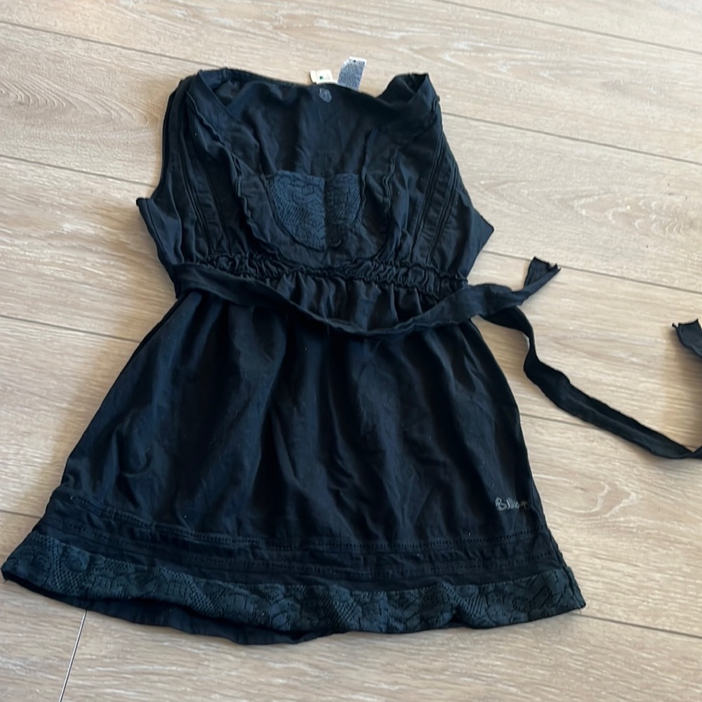Billabong Black Tie Front Smocked Tunic
